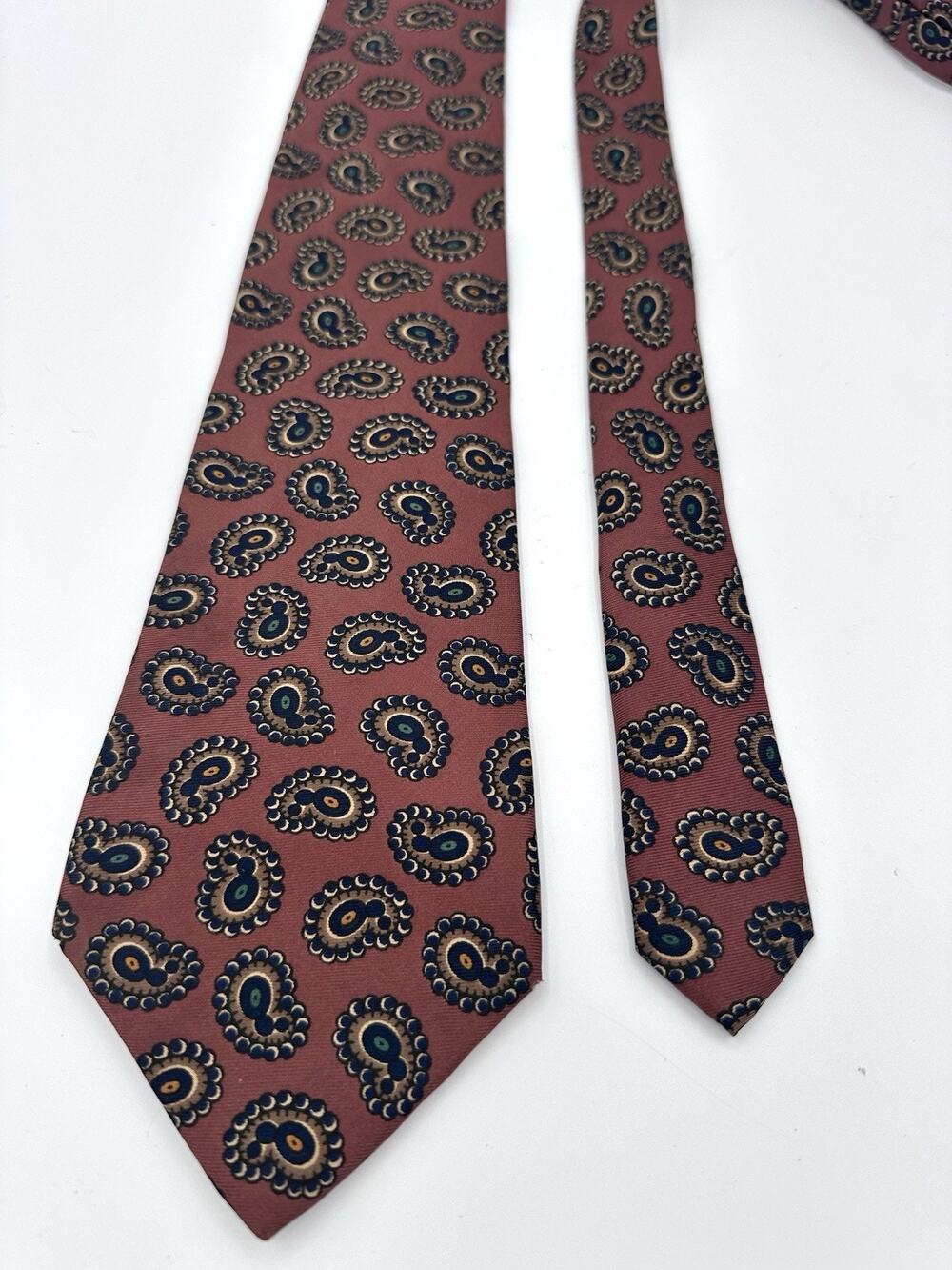 Vintage Liberty Of London Rust Brown Bubble Paisley Tie - 100% Silk USA